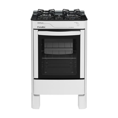 Fogão Esmaltec Ágata Glass Mesa de Vidro 4 Bocas Branco - Acendimento Automático