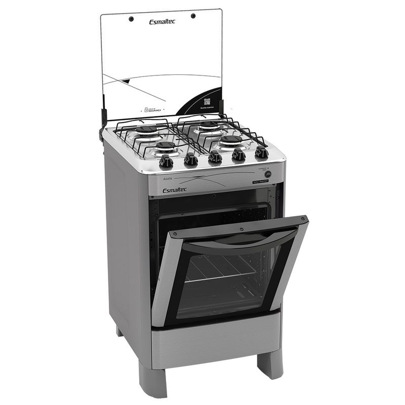 Fogao-Esmaltec-Agata-4-Bocas-Inox-Forno---Acendimento-Automatico