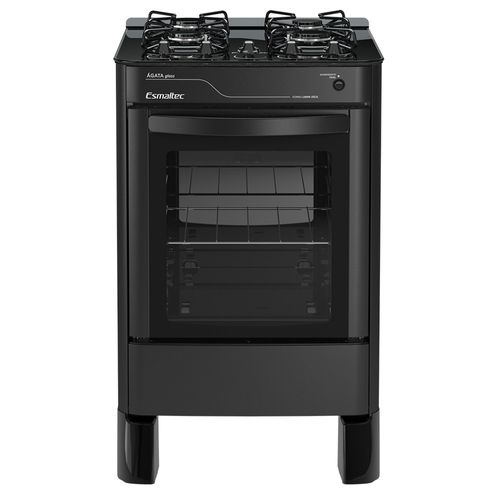 Fogão Esmaltec Ágata Glass Mesa de Vidro 4 Bocas Preto - Acendimento Automático