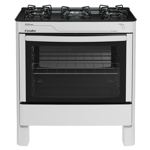 Fogão Esmaltec Ágata Glass Mesa de Vidro 5 Bocas Branco - Acendimento Automático