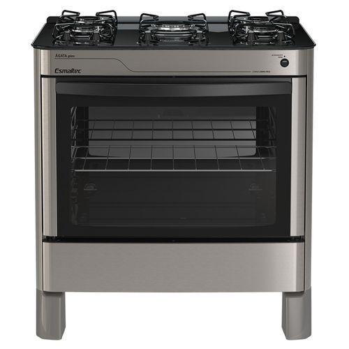 Fogão Esmaltec Ágata Glass Mesa de Vidro 5 Bocas Inox - Acendimento Automático