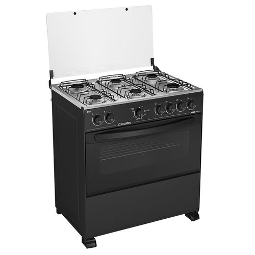 Fogão Esmaltec Bali 6 Bocas Preto - Forno Limpa Fácil