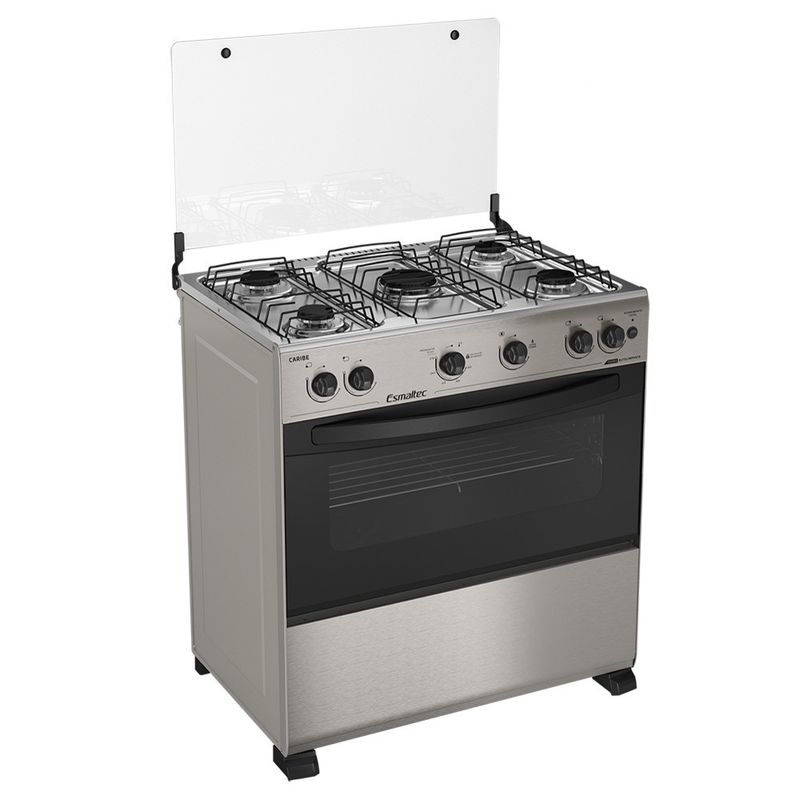 Fogao-Esmaltec-Caribe-5-Bocas-Inox-com-Forno---Acendimento-Automatico