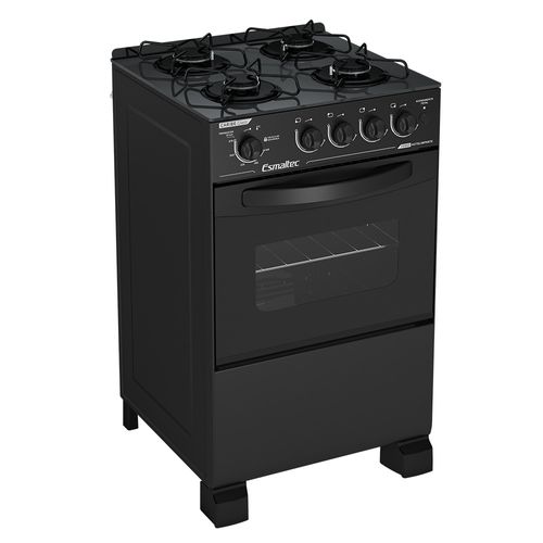 Fogão Esmaltec Caribe Glass Mesa de Vidro 4 Bocas Preto - Acendimento Automático