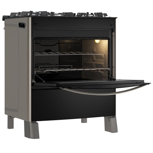 Fogão Esmaltec Esmeralda Glass Mesa de Vidro 5 Bocas Inox - Acendimento Automático