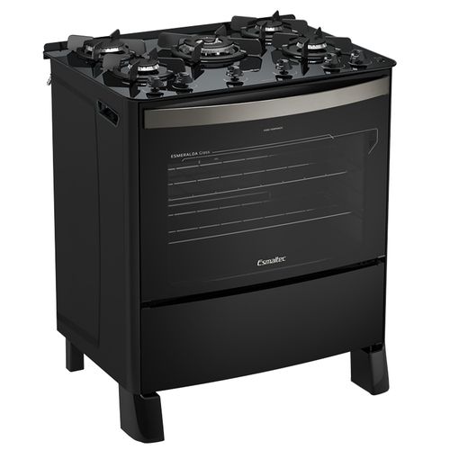 Fogão Esmaltec Esmeralda Glass Mesa de Vidro 5 Bocas Preto - Acendimento Automático
