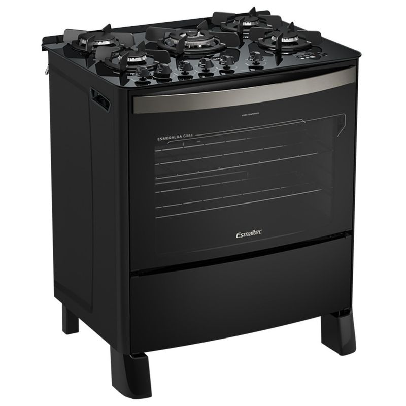 Fogao-Esmaltec-Esmeralda-Glass-Gourmet-Mesa-de-Vidro-5-Bocas-Preto---Timer-Digital-e-Grill-Eletrico