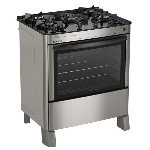 Fogão Esmaltec Jade Glass Mesa de Vidro 5 Bocas Inox - Acendimento Automático
