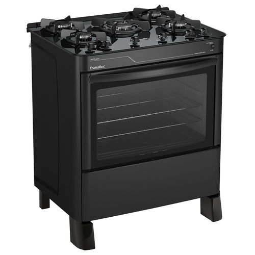 Fogão Esmaltec Jade Glass Mesa de Vidro 5 Bocas Preto - Acendimento Automático