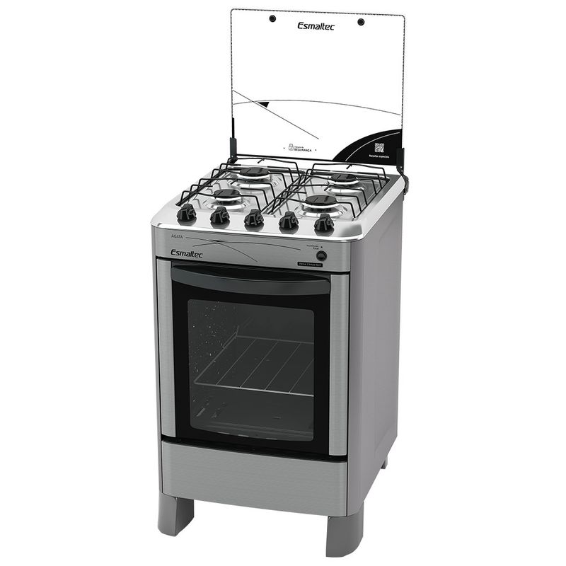 Fogao-Esmaltec-Agata-4-Bocas-Inox-Forno---Acendimento-Automatico