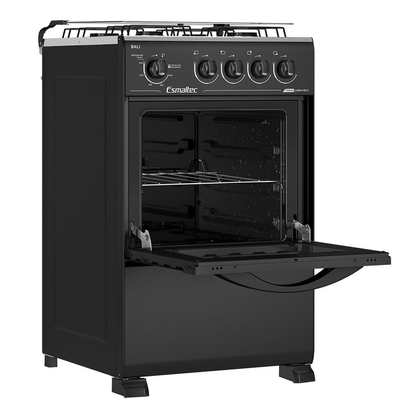 Fogao-Esmaltec-Bali-4-Bocas-Preto---Forno-Limpa-Facil