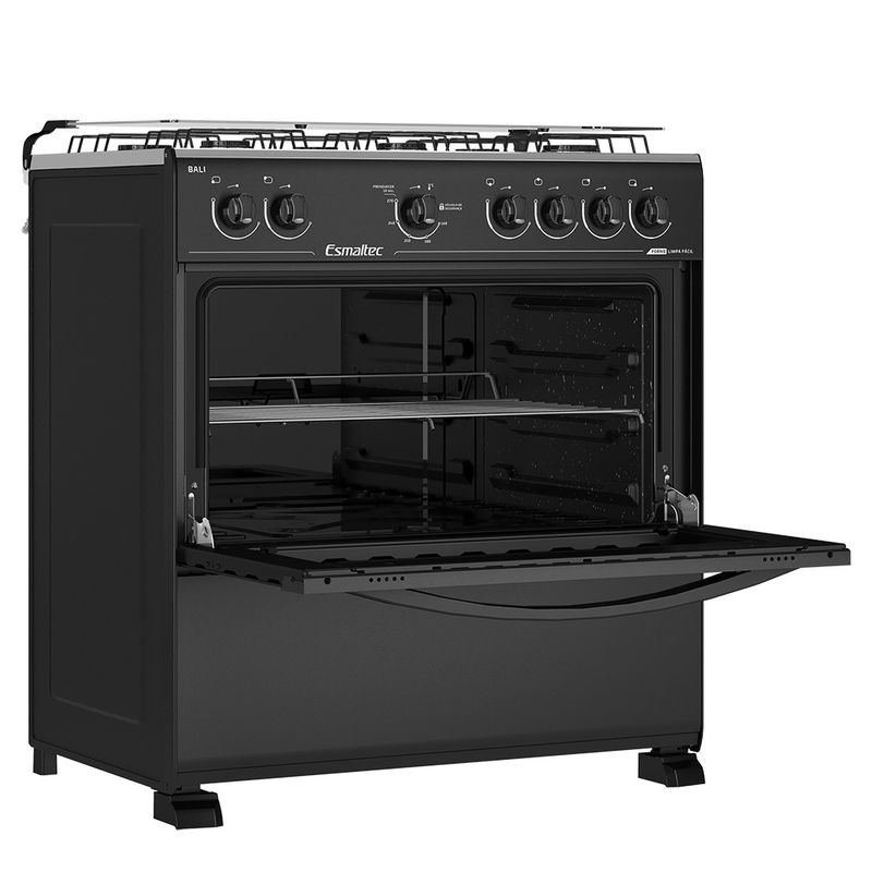 Fogao-Esmaltec-Bali-6-Bocas-Preto---Forno-Limpa-Facil