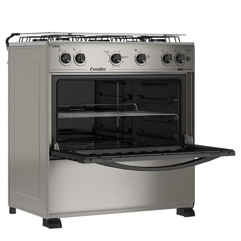 Fogao-Esmaltec-Caribe-5-Bocas-Inox-com-Forno---Acendimento-Automatico