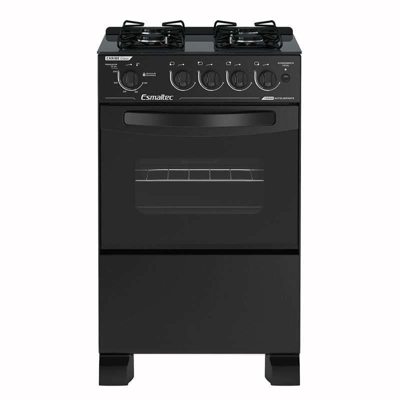 Fogao-Esmaltec-Caribe-Glass-Mesa-de-Vidro-4-Bocas-Preto---Acendimento-Automatico