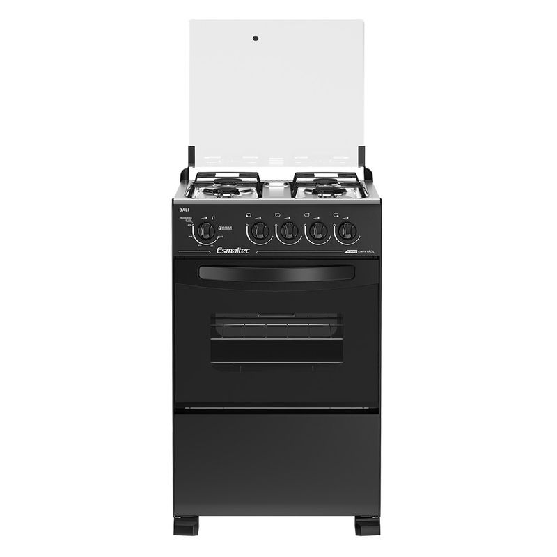 Fogao-Esmaltec-Bali-4-Bocas-Preto---Forno-Limpa-Facil