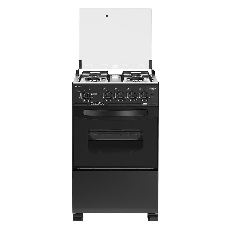 Fogao-Esmaltec-Caribe-4-Bocas-Preto---Acendimento-Automatico