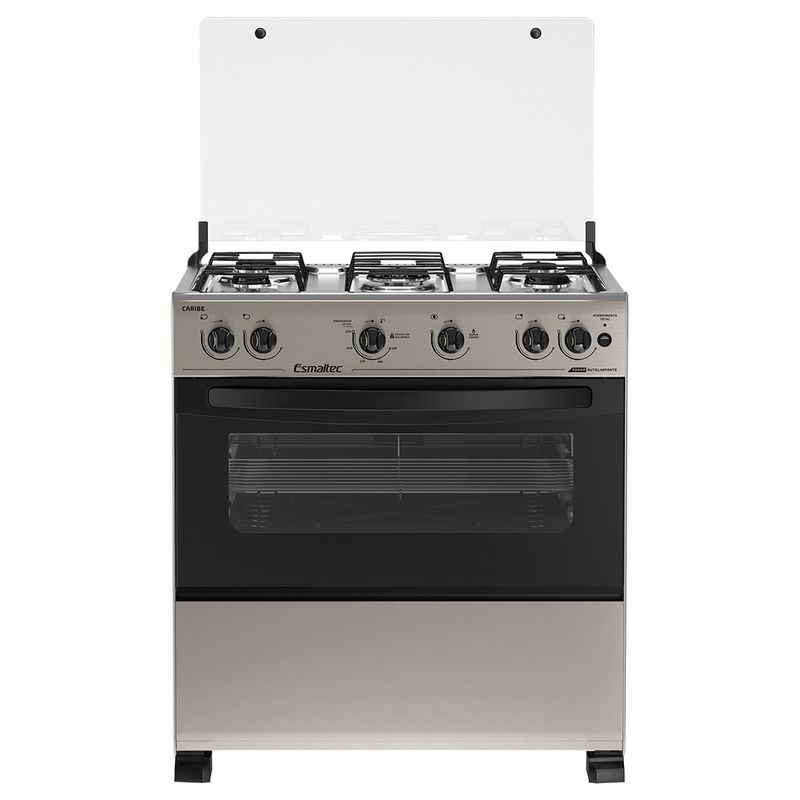 Fogao-Esmaltec-Caribe-5-Bocas-Inox-com-Forno---Acendimento-Automatico