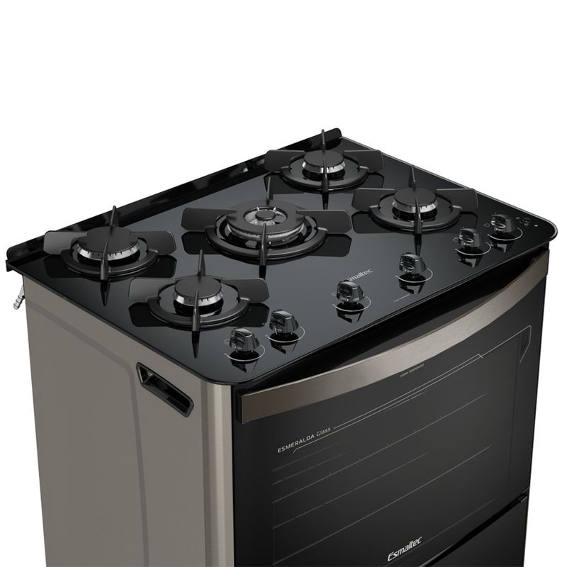 Fogao-Esmaltec-Esmeralda-Glass-Mesa-de-Vidro-5-Bocas-Inox---Acendimento-Automatico