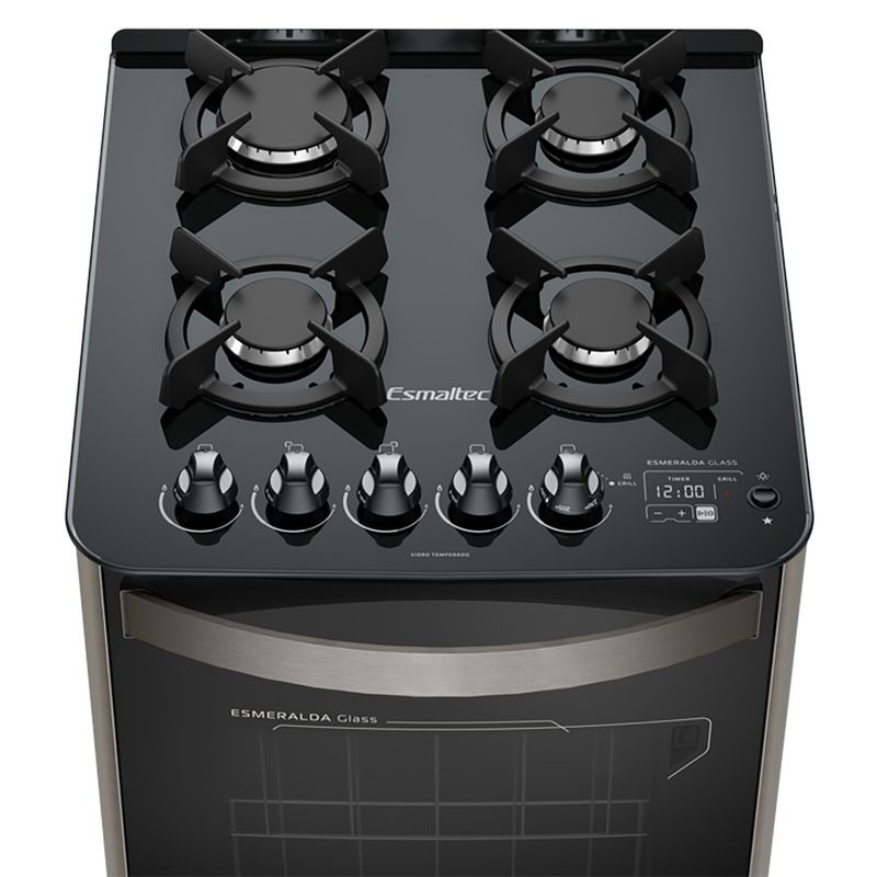 Fogao-Esmaltec-Esmeralda-Glass-Gourmet-Mesa-de-Vidro-4-Bocas-Inox---Timer-Digital-e-Grill-Eletrico