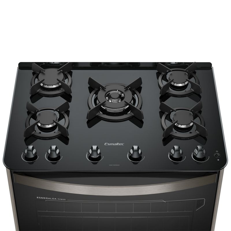 Fogao-Esmaltec-Esmeralda-Glass-Mesa-de-Vidro-5-Bocas-Inox---Acendimento-Automatico
