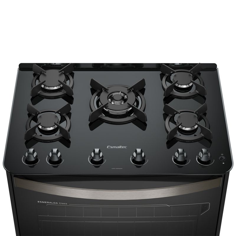 Fogao-Esmaltec-Esmeralda-Glass-Mesa-de-Vidro-5-Bocas-Preto---Acendimento-Automatico