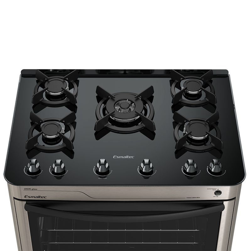 Fogao-Esmaltec-Jade-Glass-Mesa-de-Vidro-5-Bocas-Inox---Acendimento-Automatico